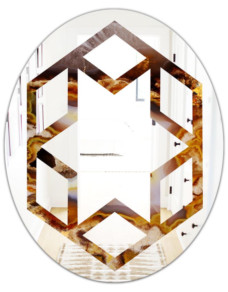 DesignQ Sand Close Up - Modern Round Or Oval Wall Mirror - Hexagon Star