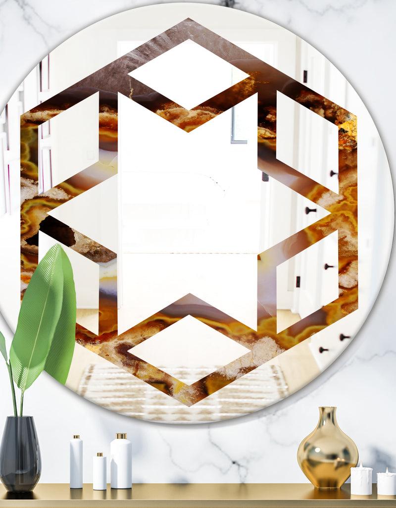 DesignQ Sand Close Up - Modern Round or Oval Wall Mirror - Hexagon Star
