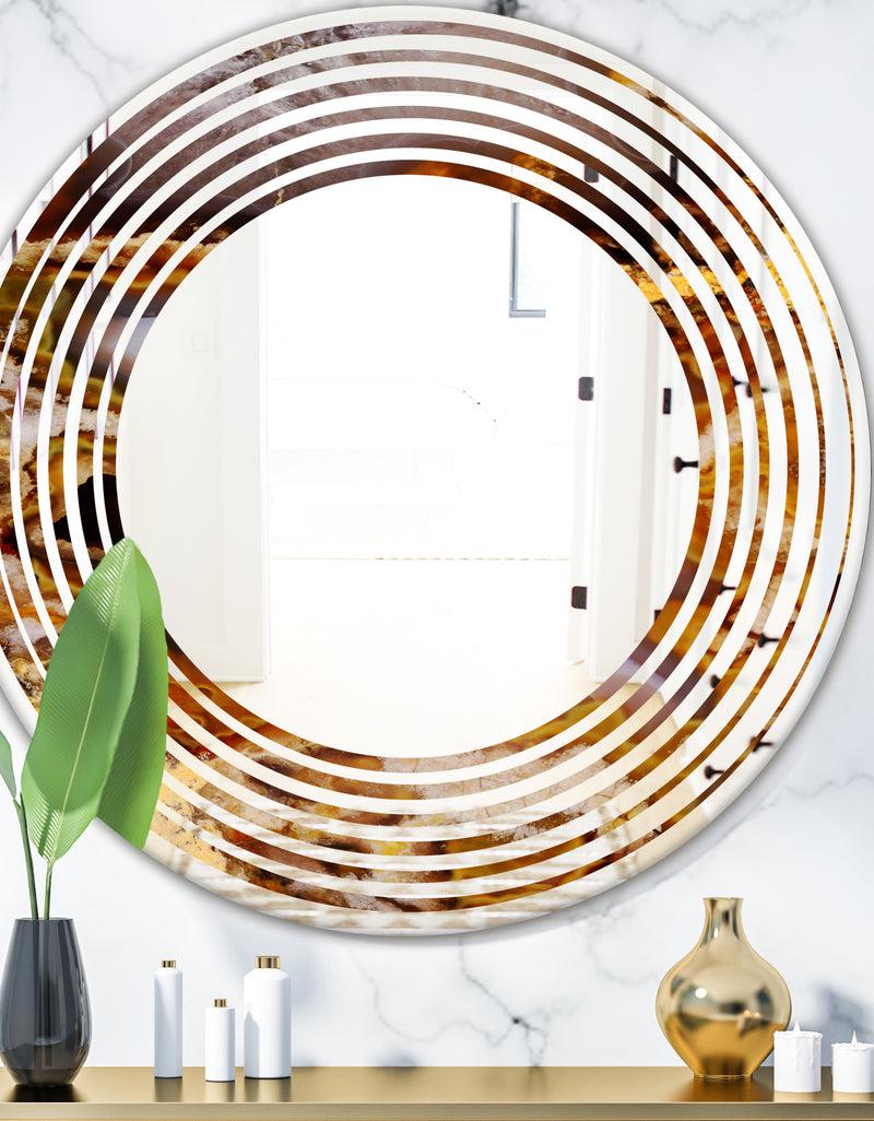 DesignQ Sand Close Up - Modern Round or Oval Wall Mirror - Wave