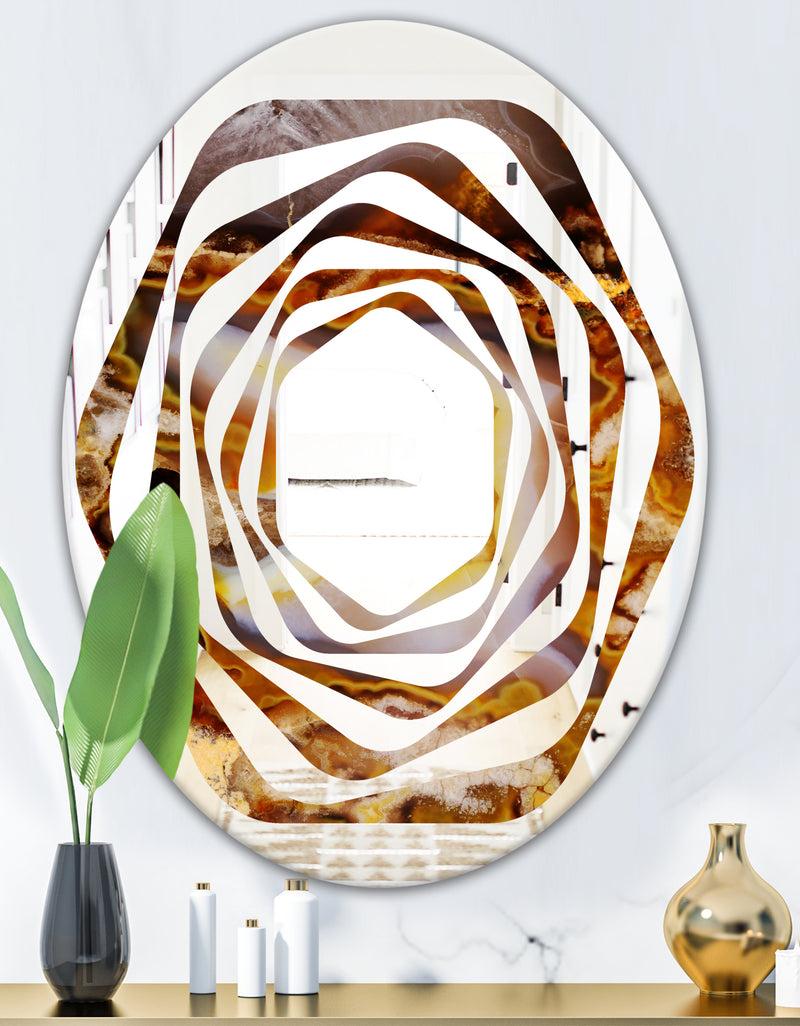 DesignQ Sand Close Up - Modern Round Or Oval Wall Mirror - Whirl