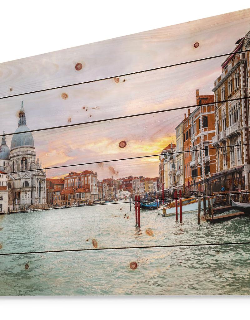 DesignQ Santa Maria Della Salute - Cityscape Print On Natural Pine Wood