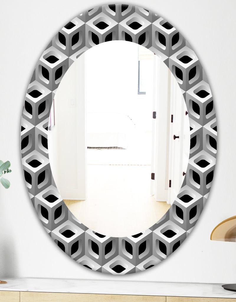 DesignQ Scandinavian 6 - Mid-Century Mirror - Oval Or Round Wall Mirror