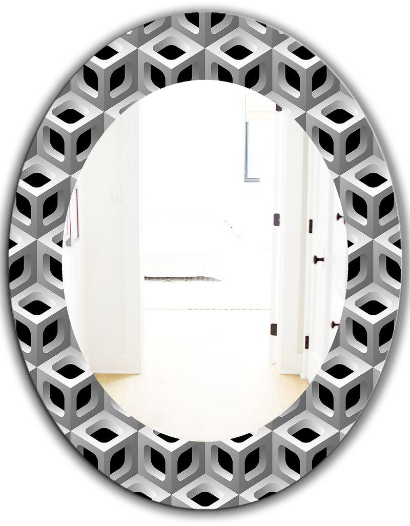 DesignQ Scandinavian 6 - Mid-Century Mirror - Oval Or Round Wall Mirror