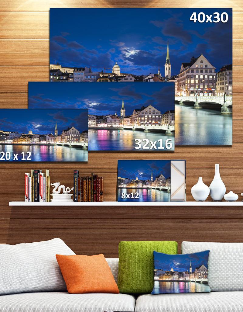 DesignQ Scenic Panorama Of Old Town - Extra Large Landscape Canvas Art Print