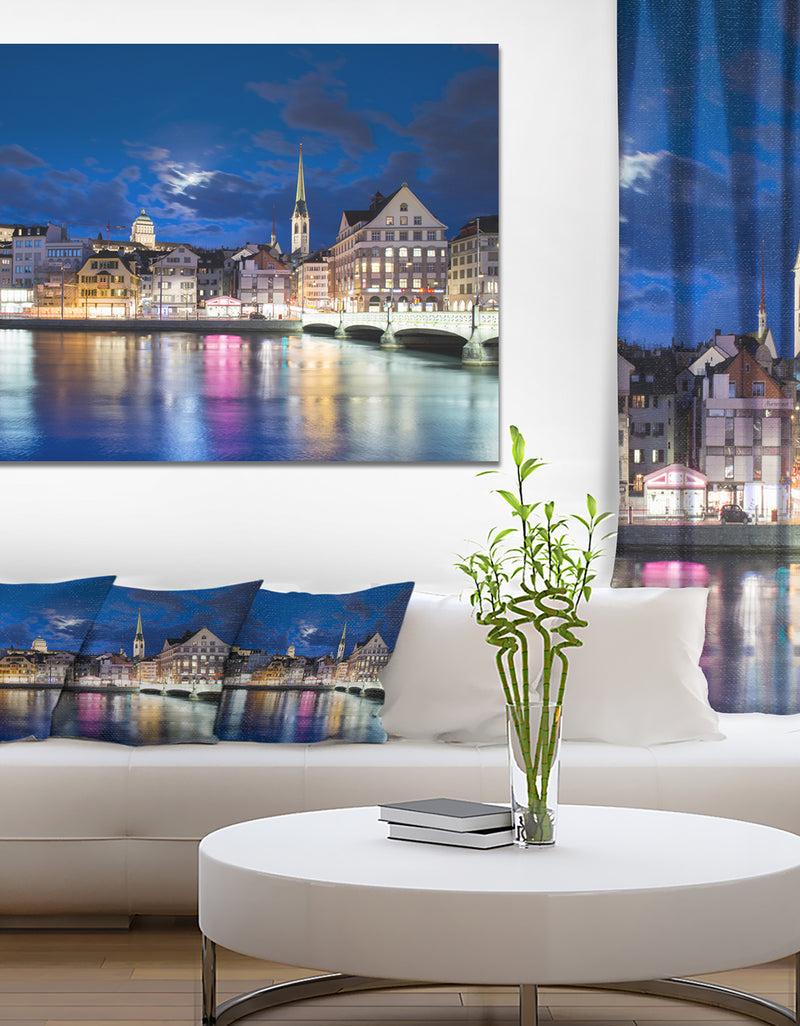 DesignQ Scenic Panorama of Old Town - Extra Large Landscape Canvas Art Print