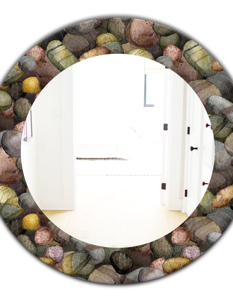 DesignQ Sea And Shore Stones - Traditional Mirror - Oval Or Round Wall Mirror
