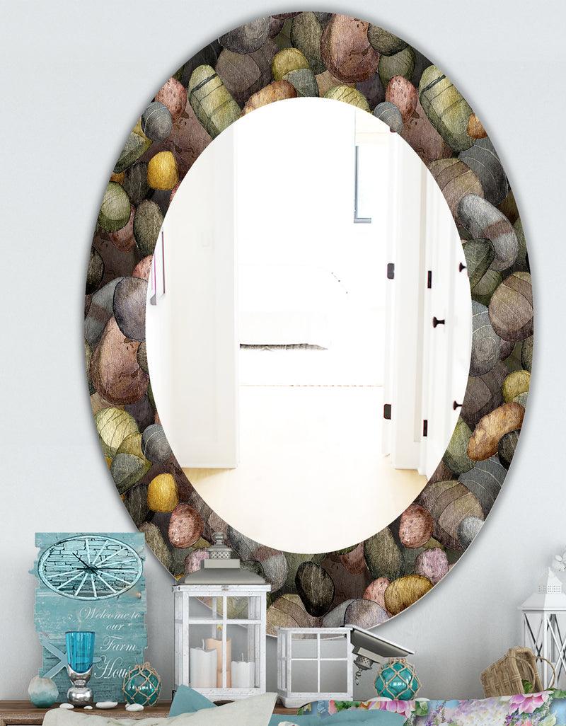 DesignQ Sea And Shore Stones - Traditional Mirror - Oval Or Round Wall Mirror