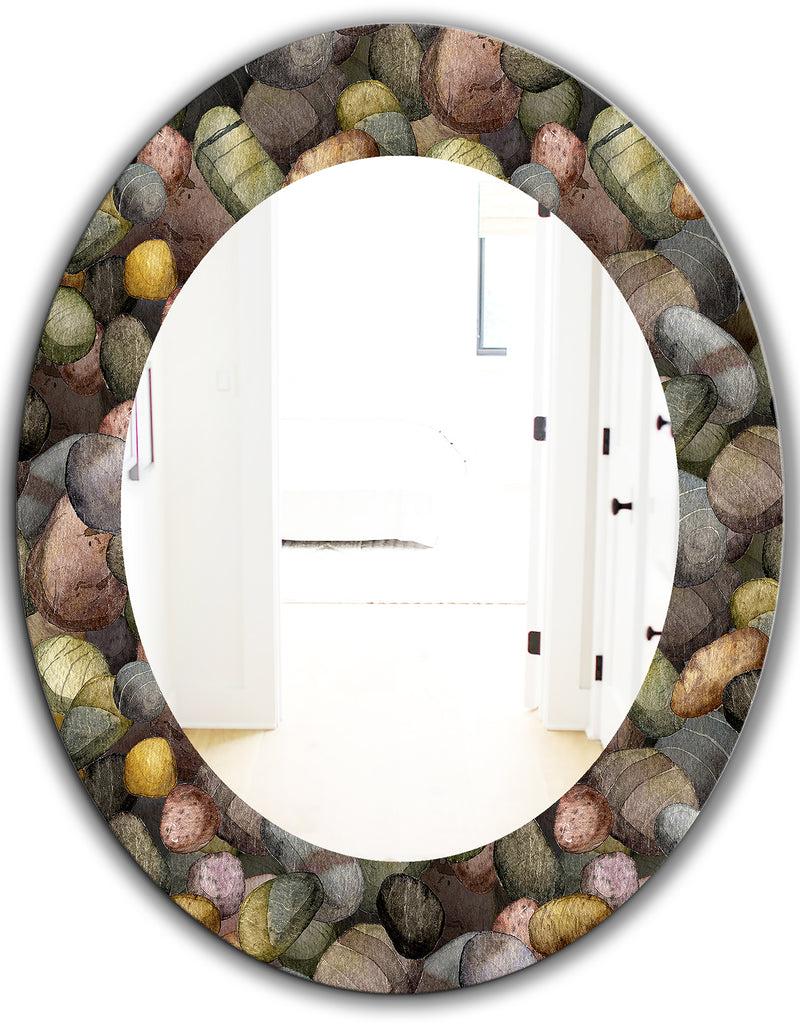 DesignQ Sea And Shore Stones - Traditional Mirror - Oval Or Round Wall Mirror