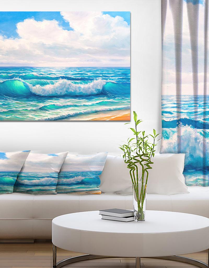 DesignQ Sea and the sky - Sea & Shore Painting Print on Wrapped Canvas