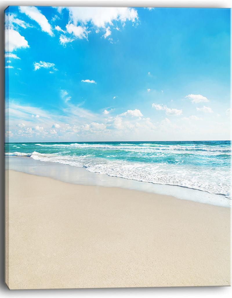 DesignQ Sea Beach Against Wave Foaming - Contemporary Seascape Art Canvas