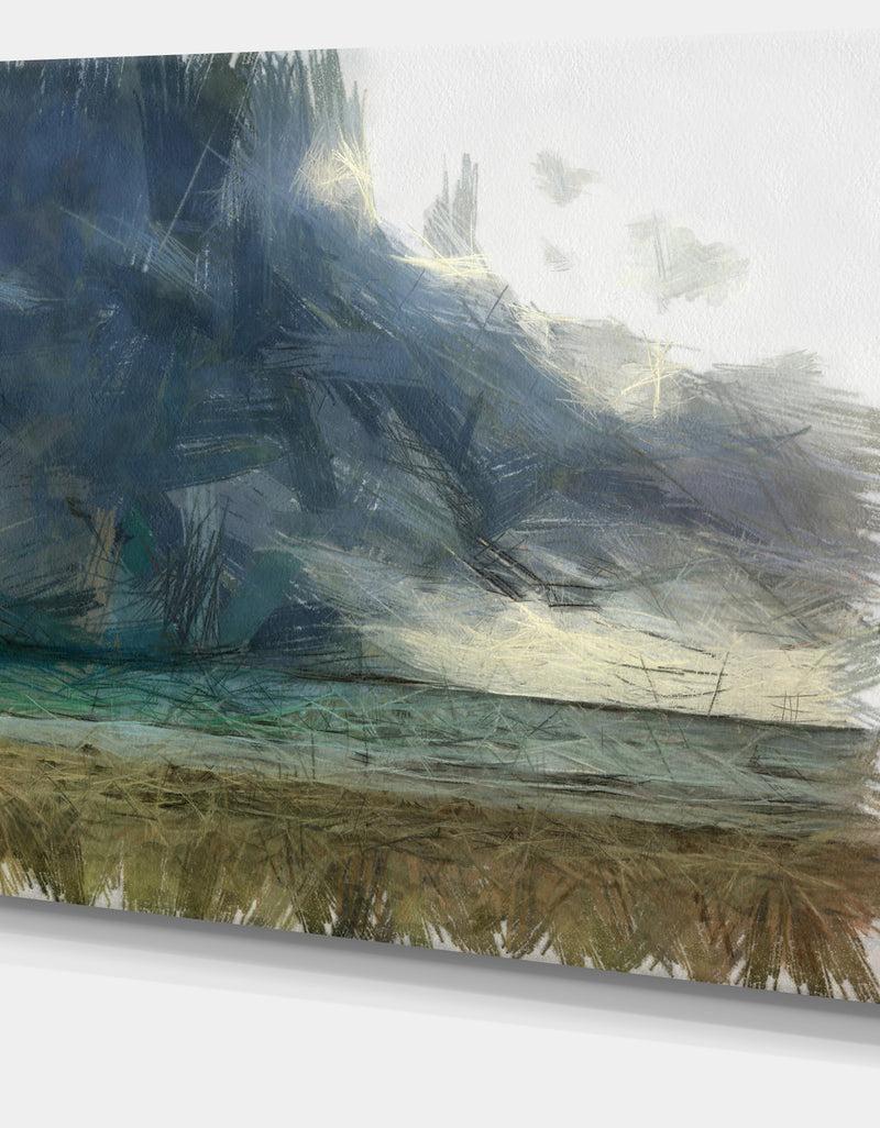 DesignQ Sea Before Storm Watercolor - Landscape Canvas Wall Art