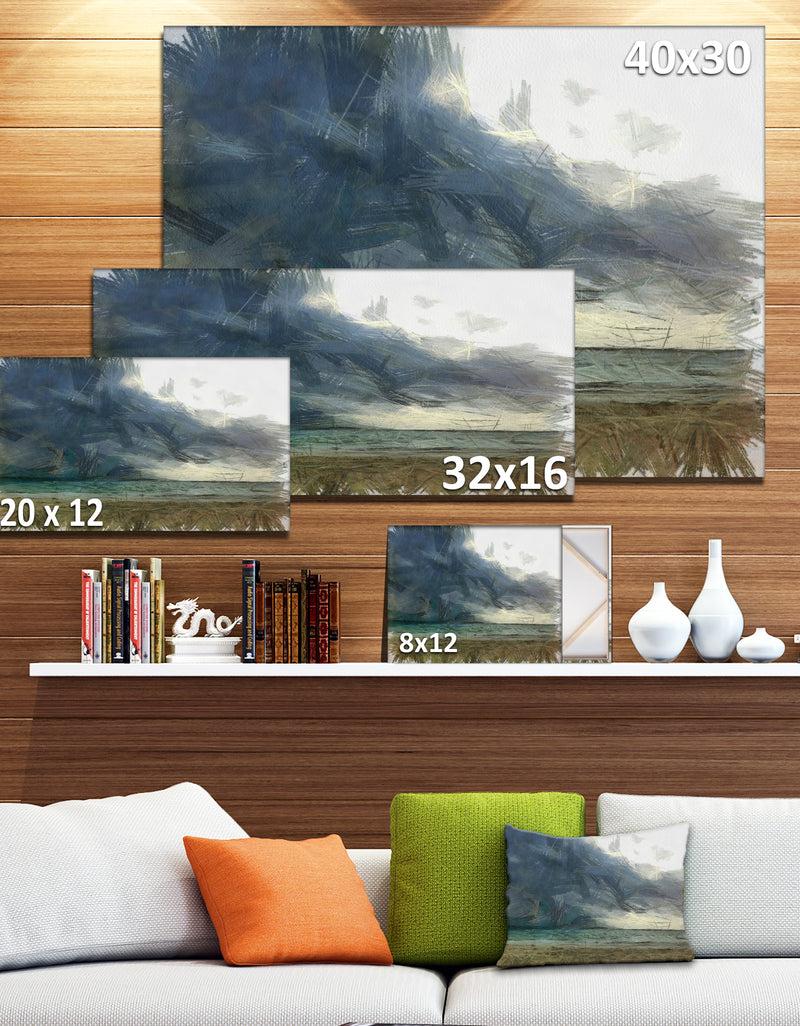 DesignQ Sea Before Storm Watercolor - Landscape Canvas Wall Art
