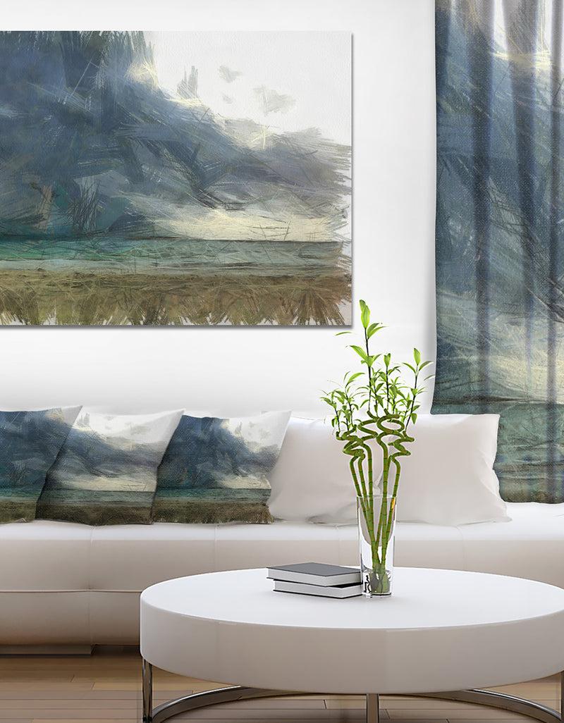 DesignQ Sea before Storm Watercolor - Landscape Canvas Wall Art