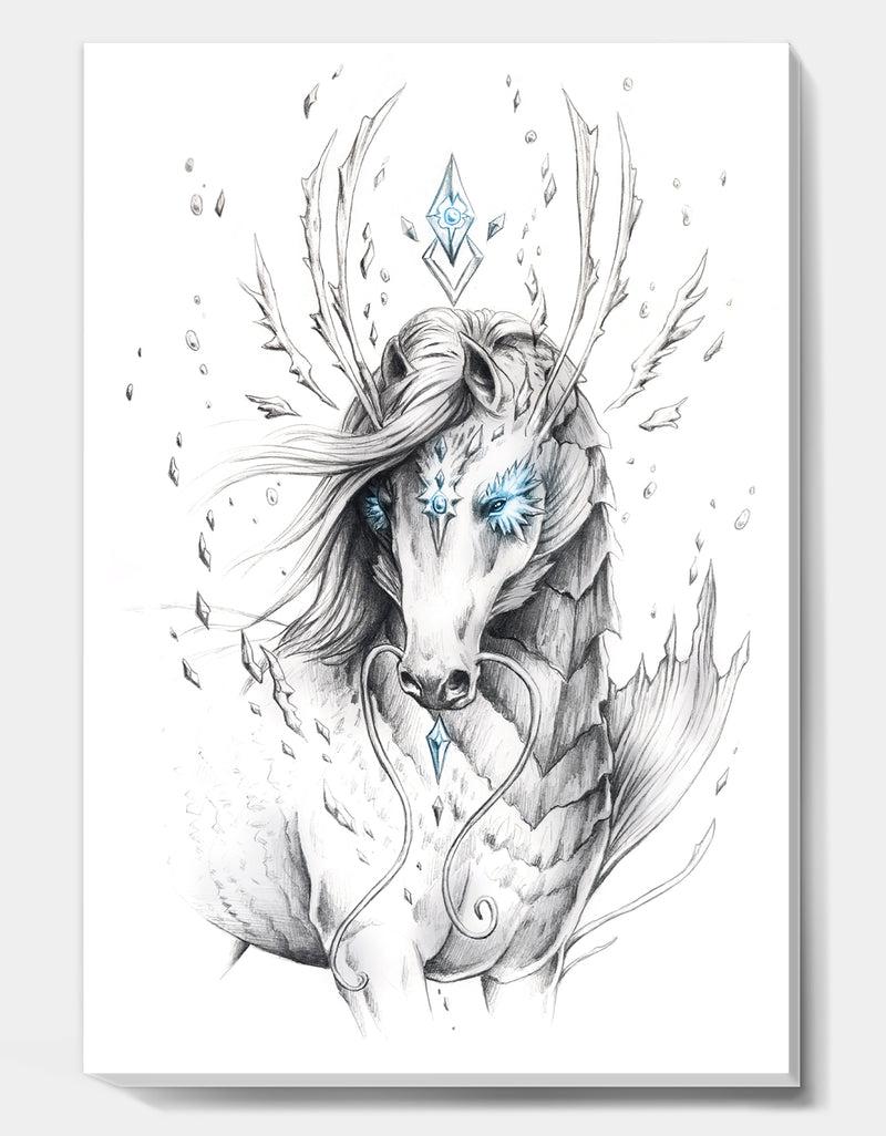 DesignQ Sea Horse Crystal Blue - Modern & Contemporary Premium Canvas Wall Art