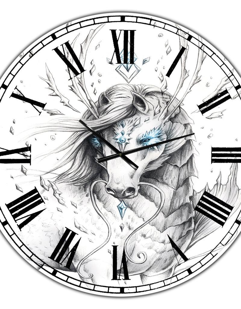 DesignQ Sea Horse Crystal Blue - Oversized Modern Wall Clock