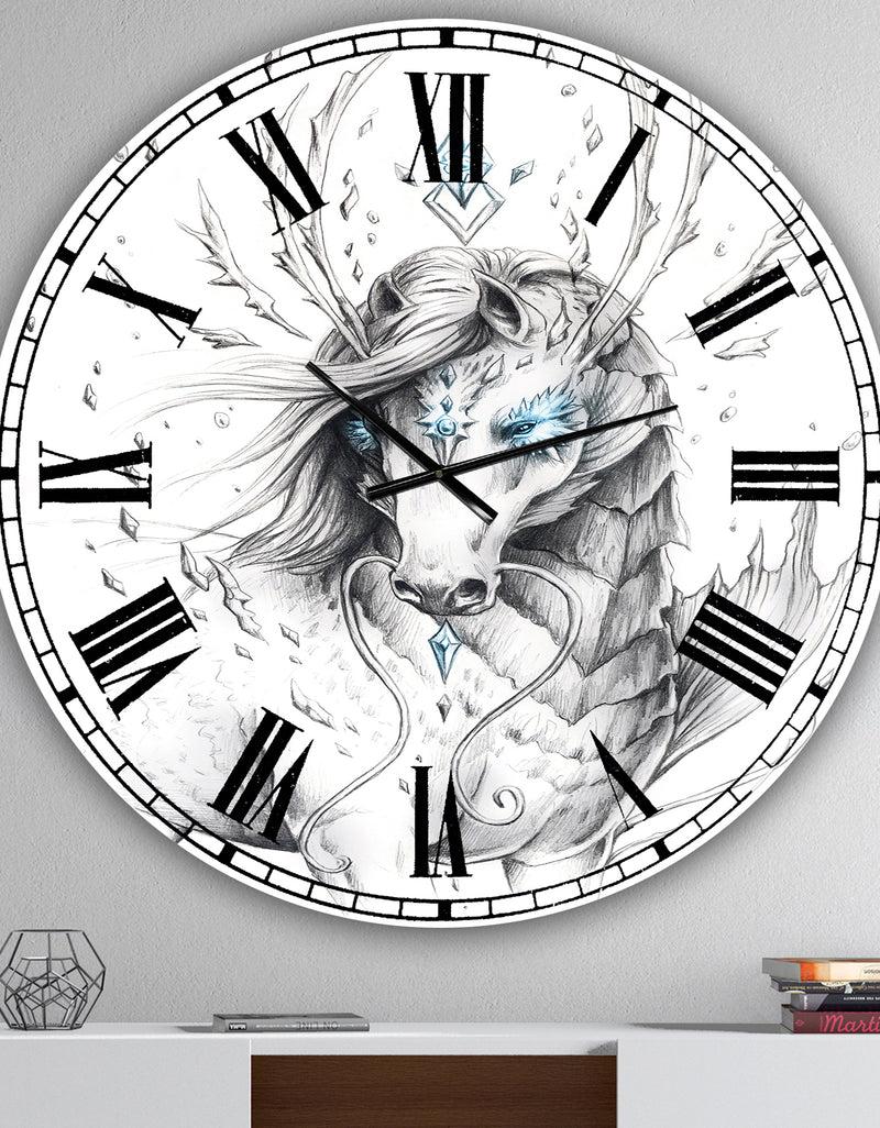 DesignQ Sea Horse Crystal Blue - Oversized Modern Wall Clock