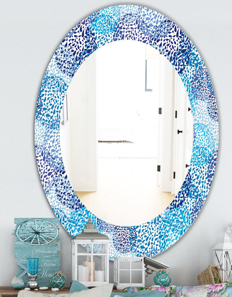 DesignQ Sea Motif Pattern - Traditional Mirror - Oval Or Round Wall Mirror