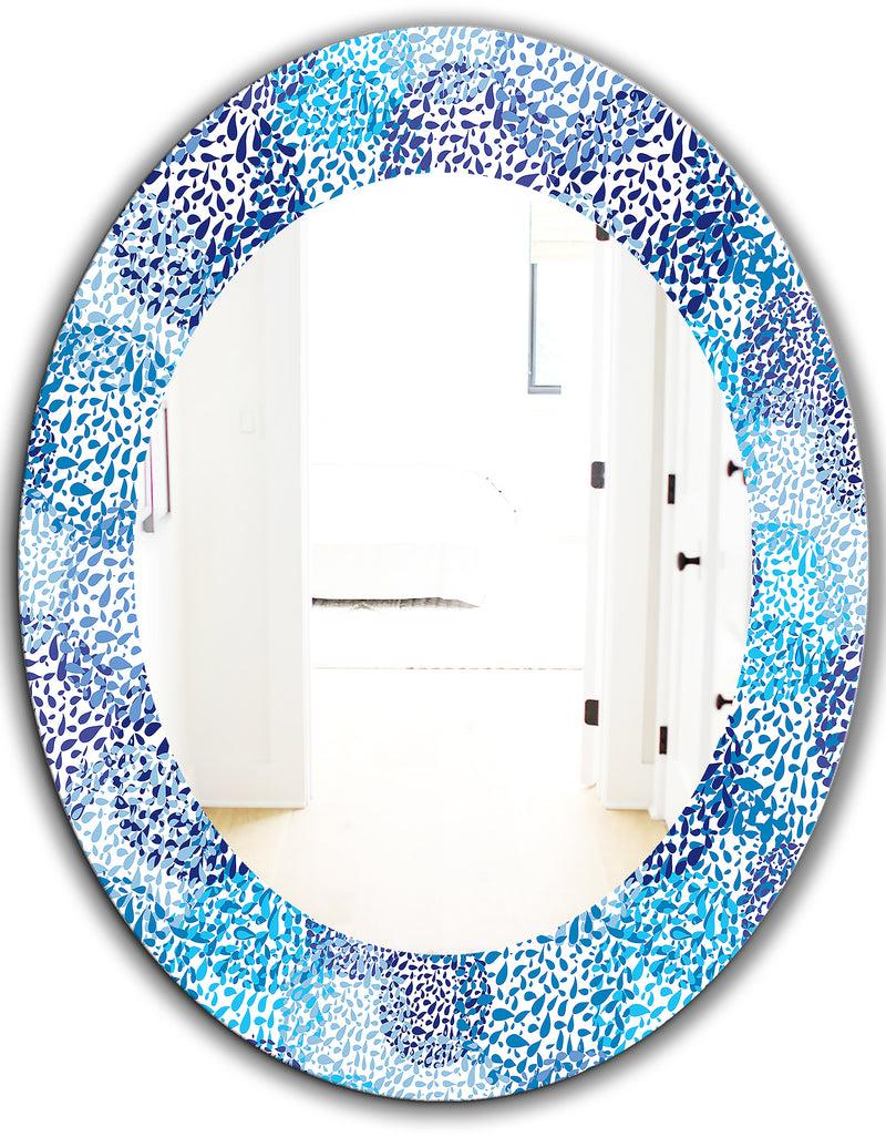 DesignQ Sea Motif Pattern - Traditional Mirror - Oval Or Round Wall Mirror