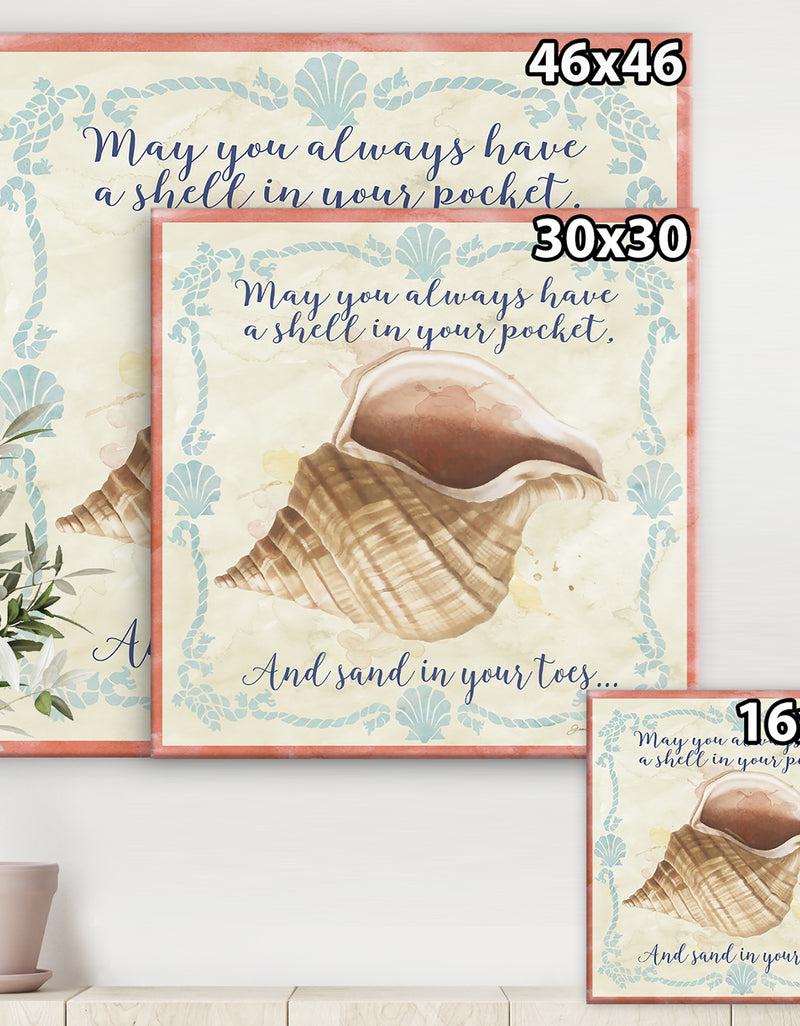 DesignQ Sea Shells-B - Nautical & Coastal Gallery-wrapped Canvas