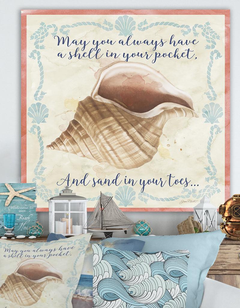 DesignQ Sea Shells-B - Nautical & Coastal Gallery-wrapped Canvas