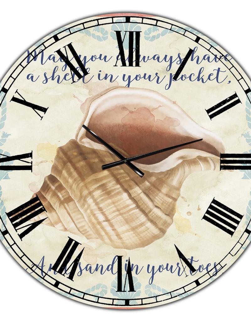 DesignQ Sea Shells-B - Oversized Nautical & Coastal Wall Clock