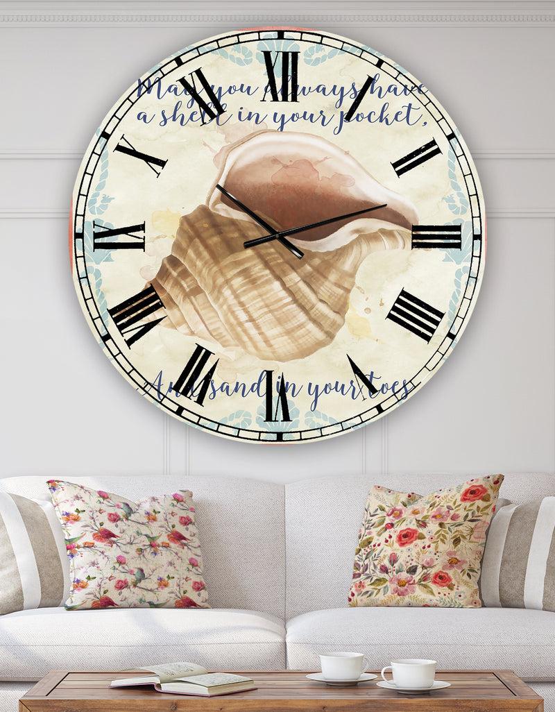 DesignQ Sea Shells-B - Oversized Nautical & Coastal Wall Clock