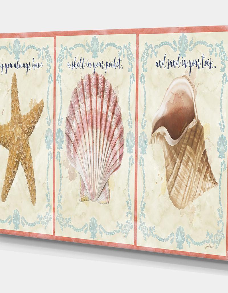 DesignQ Sea Shells-E - Cottage Premium Canvas Wall Art