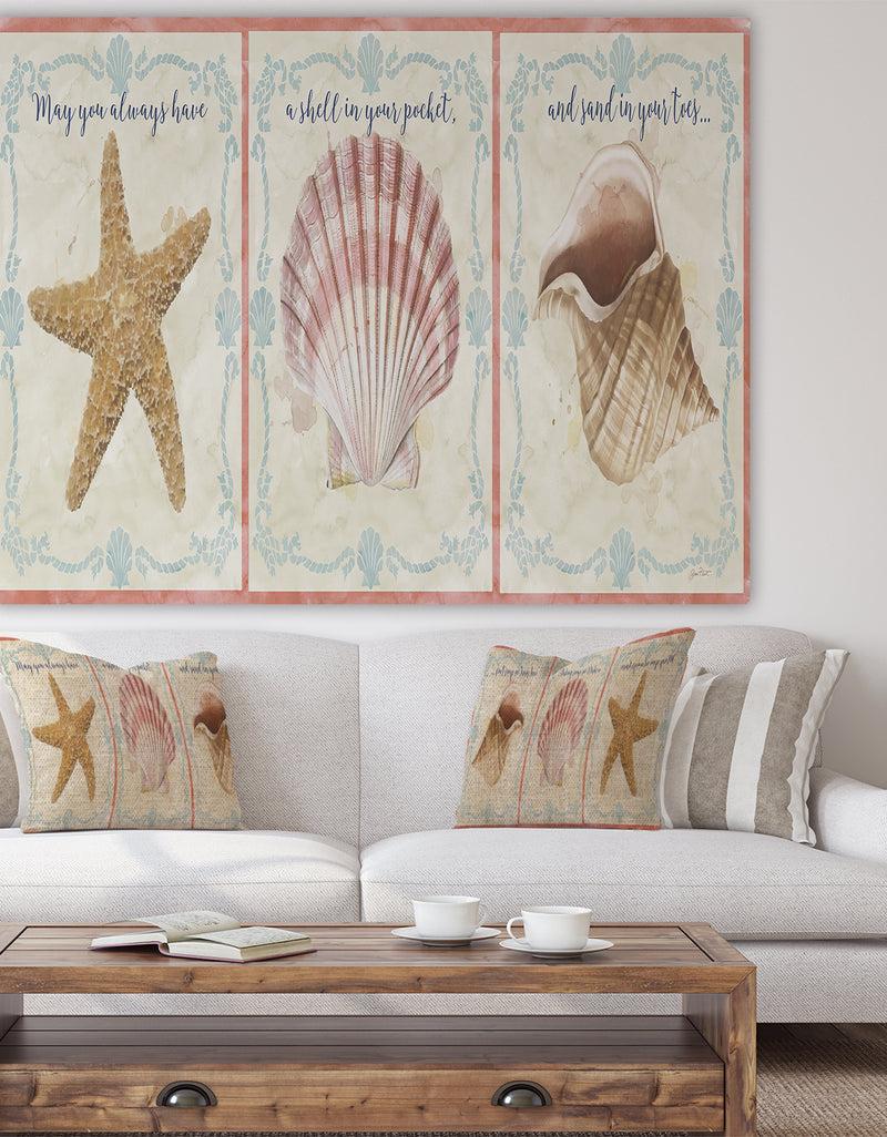 DesignQ Sea Shells-E - Cottage Premium Canvas Wall Art