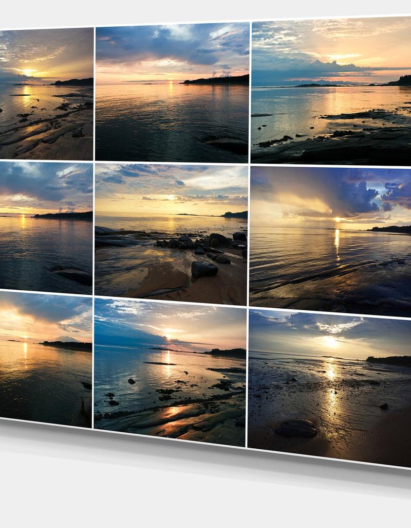 DesignQ Sea Sunset Collage - Modern Landscpae Wall Art