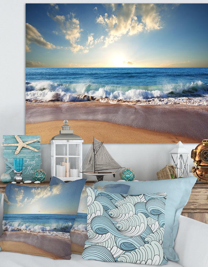 DesignQ Sea Sunset - Seascape Photography Canvas Art Print