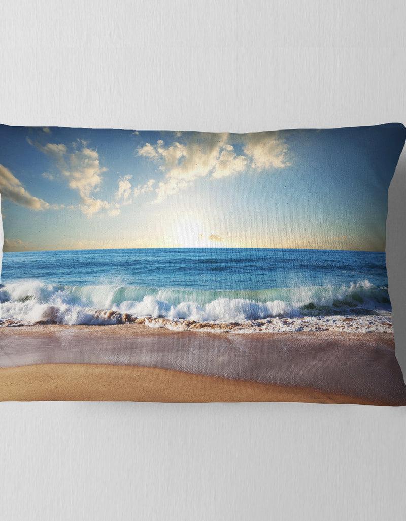 DesignQ Sea Sunset - Seascape Photography Throw Pillow