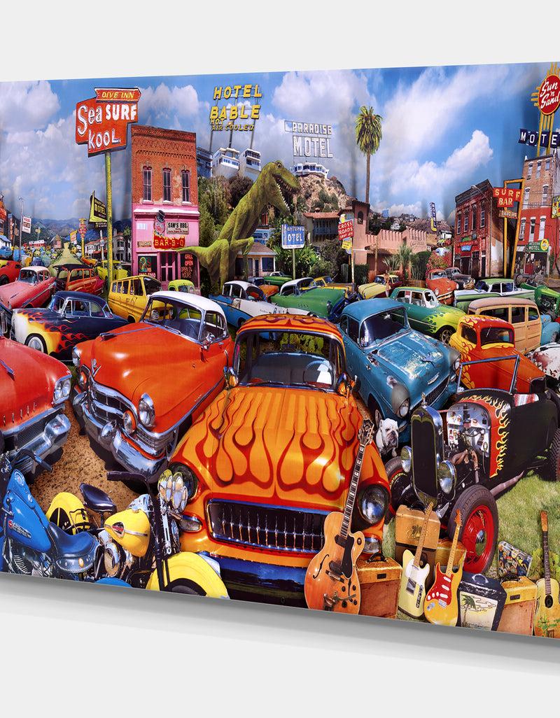 DesignQ Sea Surf Drive Inn - Modern & Contemporary Canvas Artwork