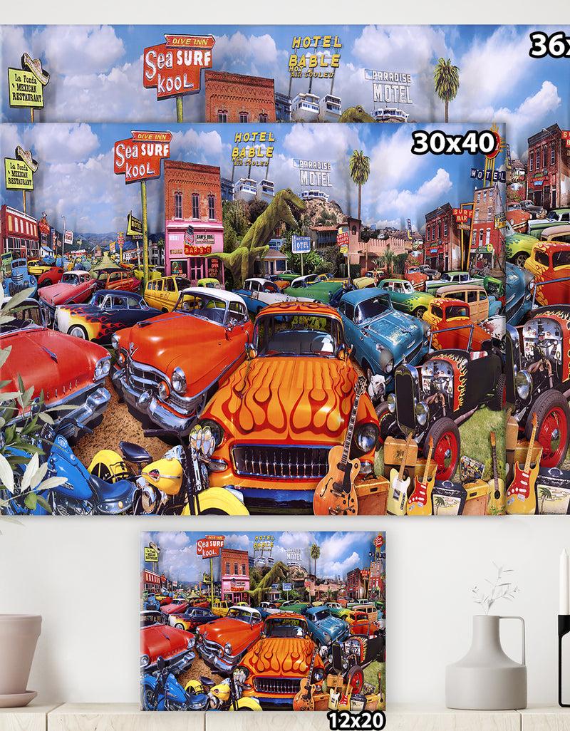 DesignQ Sea Surf Drive Inn - Modern & Contemporary Canvas Artwork