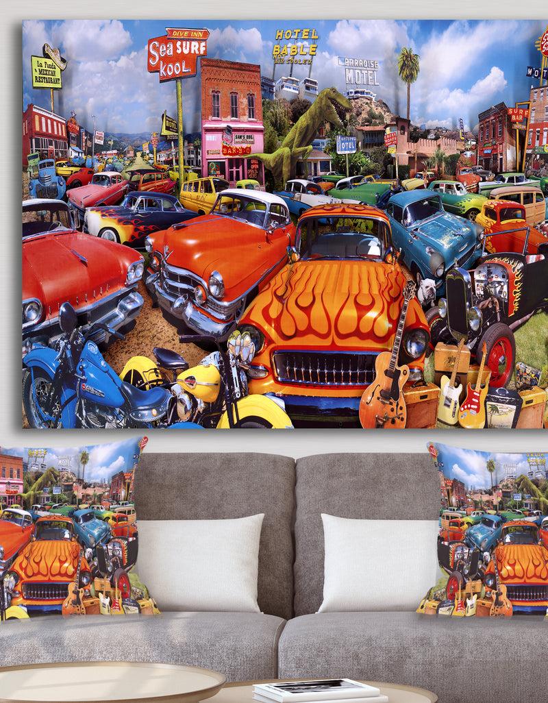 DesignQ Sea Surf Drive Inn - Modern & Contemporary Canvas Artwork