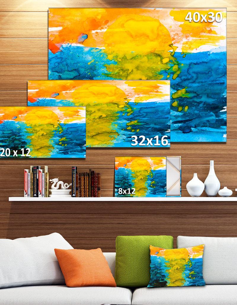 DesignQ Sea Texture In Yellow Blue - Abstract Painting Canvas Print