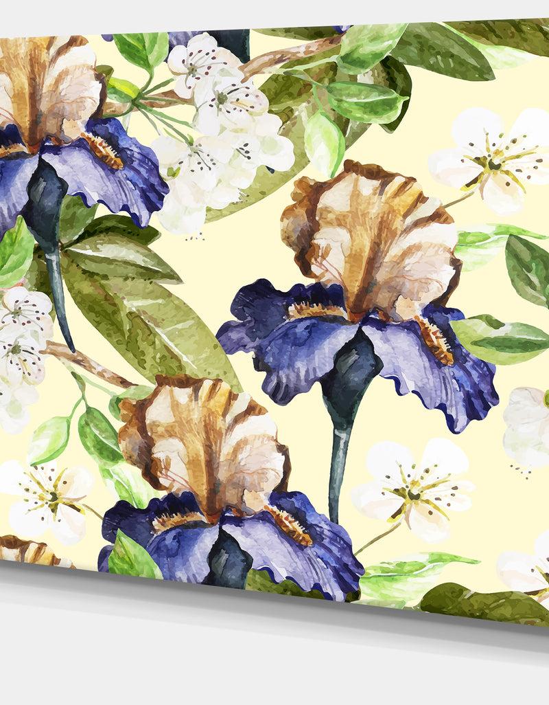 DesignQ Seamless Flowers Vector Art - Floral Canvas Art Print