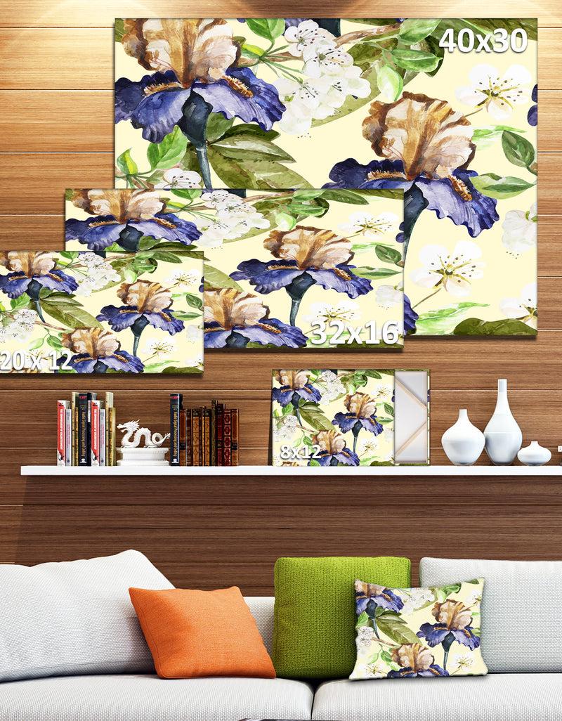 DesignQ Seamless Flowers Vector Art - Floral Canvas Art Print