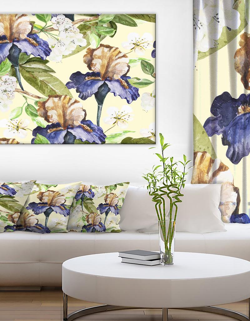 DesignQ Seamless Flowers Vector Art - Floral Canvas Art Print