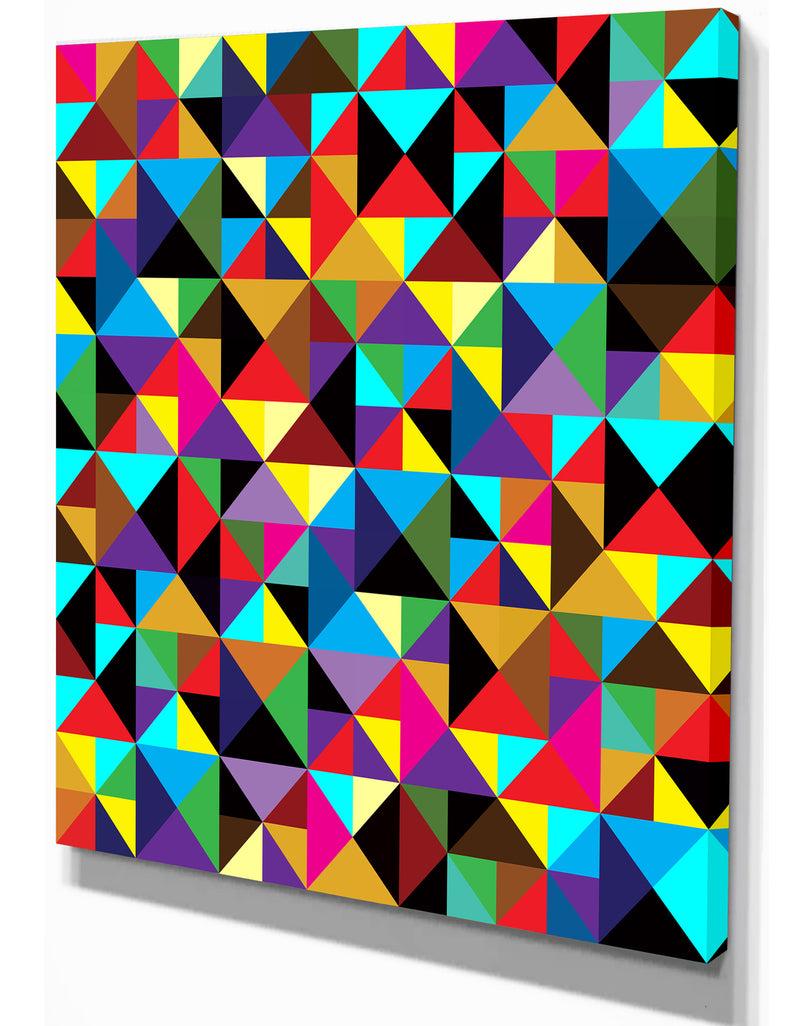 DesignQ Seamless Geometric Pattern With Triangles - Contemporary Art On Wrapped Canvas