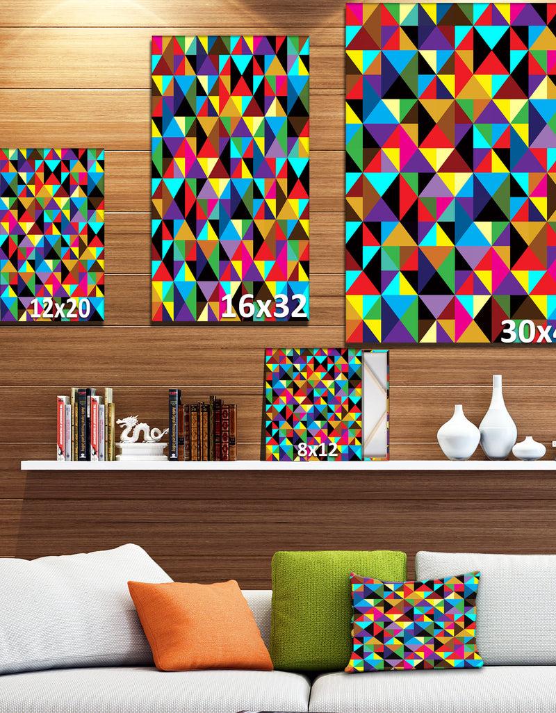 DesignQ Seamless Geometric Pattern With Triangles - Contemporary Art On Wrapped Canvas