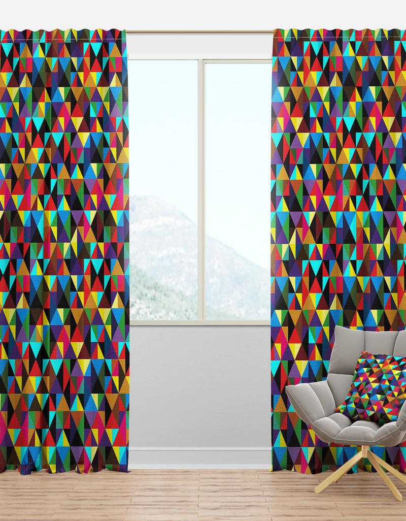 DesignQ Seamless geometric pattern with triangles - Contemporary Curtain Panels