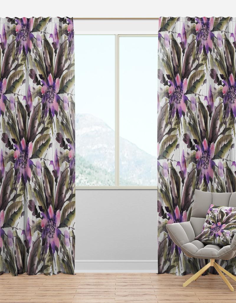 DesignQ Seamless pattern with watercolor flowers - Traditional Curtain Panels