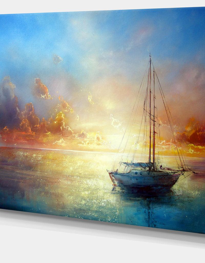 DesignQ Seascape Pier - Seascape Painting Canvas Print