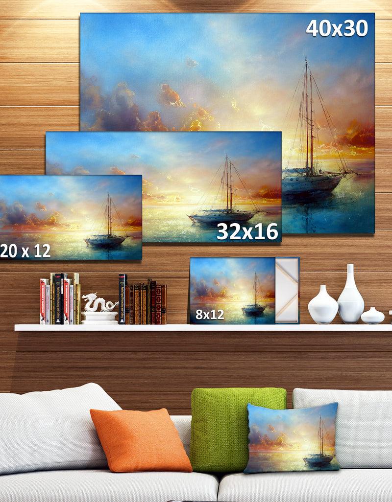 DesignQ Seascape Pier - Seascape Painting Canvas Print