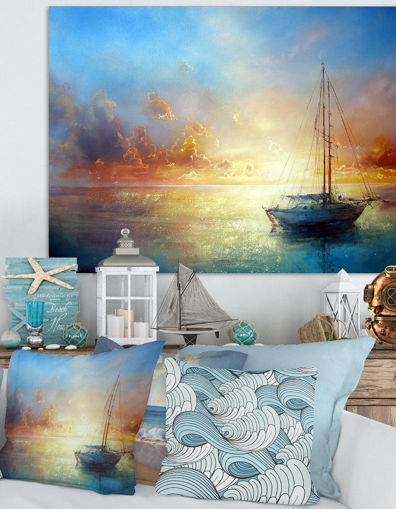 DesignQ Seascape Pier - Seascape Painting Canvas Print