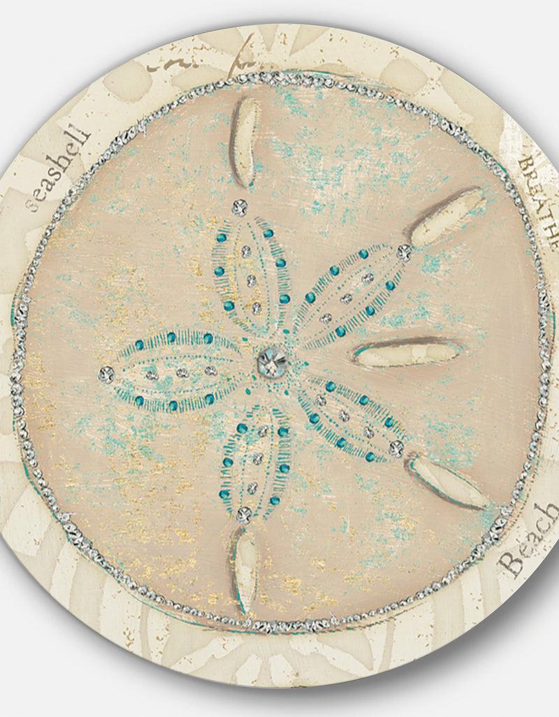 DesignQ Seastar And Blue Sea Shell II - Nautical & Coastal Metal Circle Wall Art
