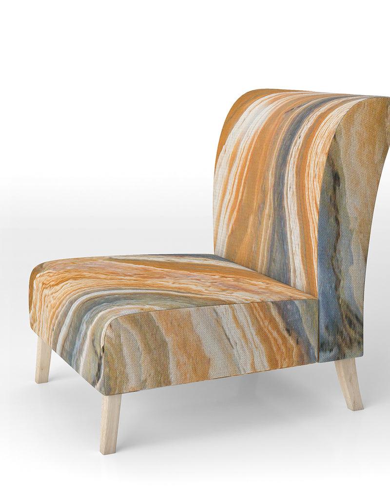 DesignQ Segment Layers Of Marbled Rock - Upholstered Mid-Century Accent Chair
