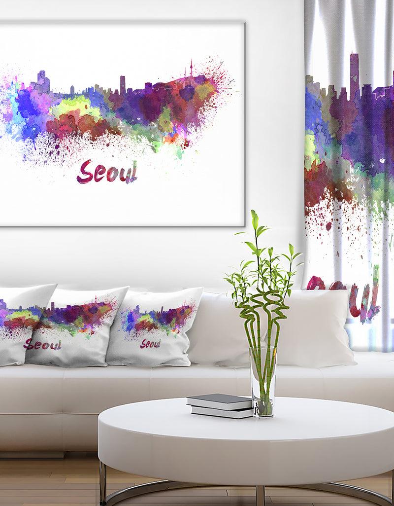 DesignQ Seoul Skyline - Cityscape Canvas Artwork Print