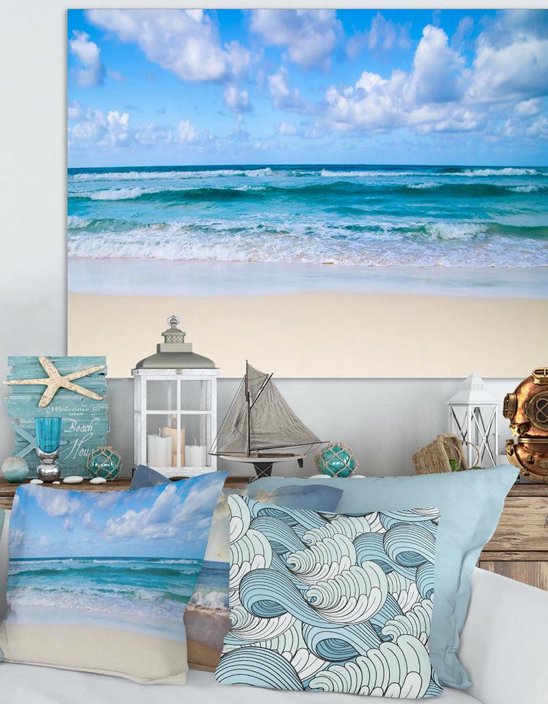 DesignQ Serene Blue Tropical Beach - Large Seashore Canvas Print