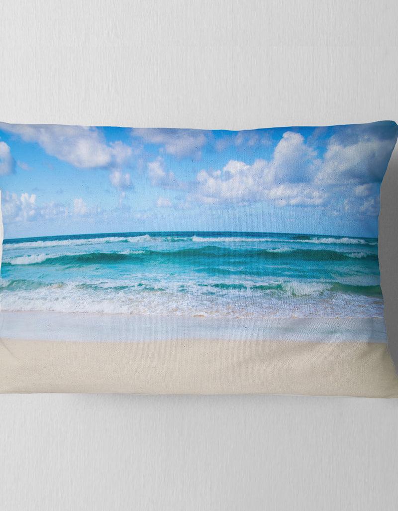 DesignQ Serene Blue Tropical Beach - Seashore Throw Pillow